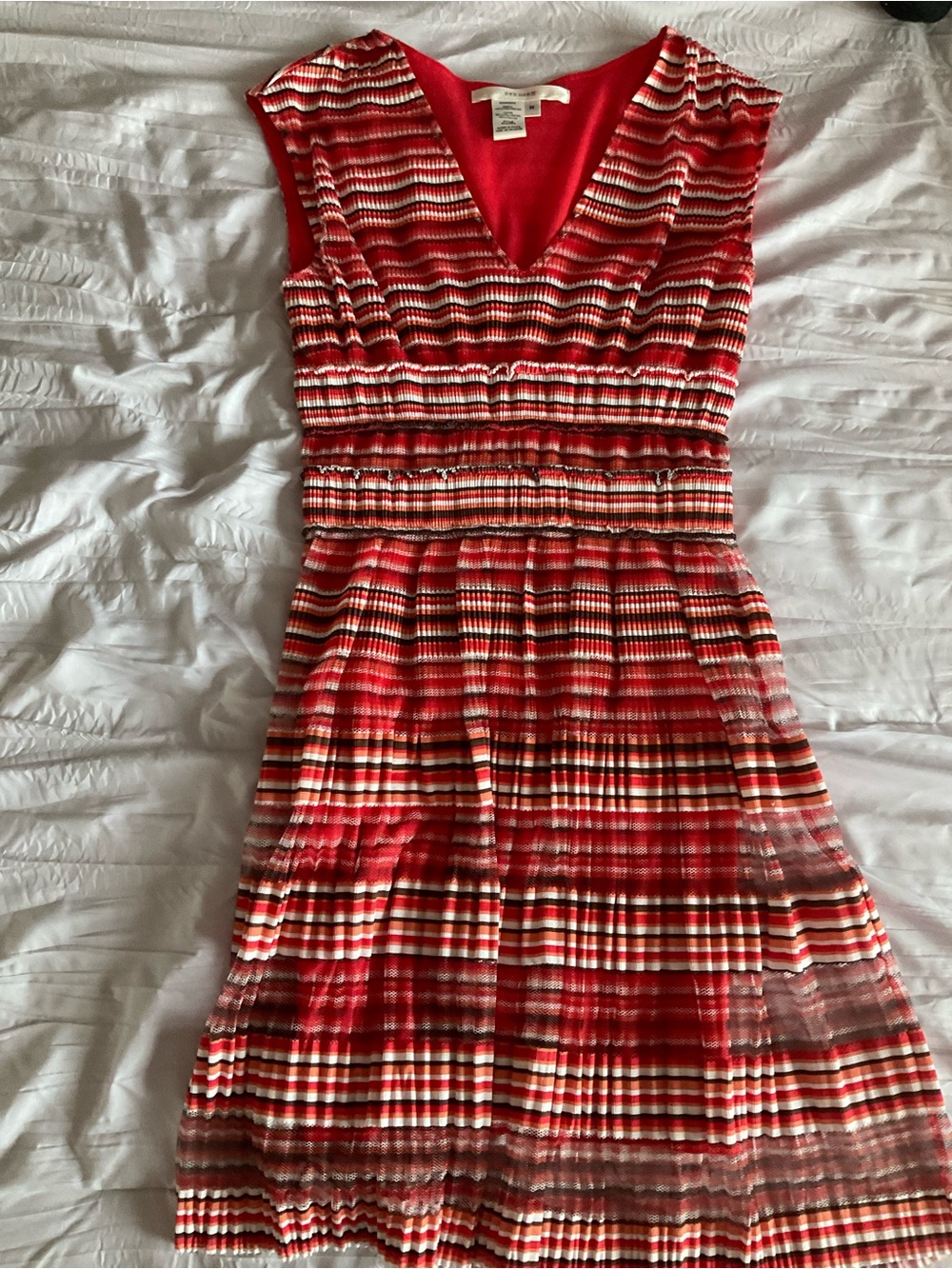 Studio M Red and White Striped Sleeveless Knit Tunic